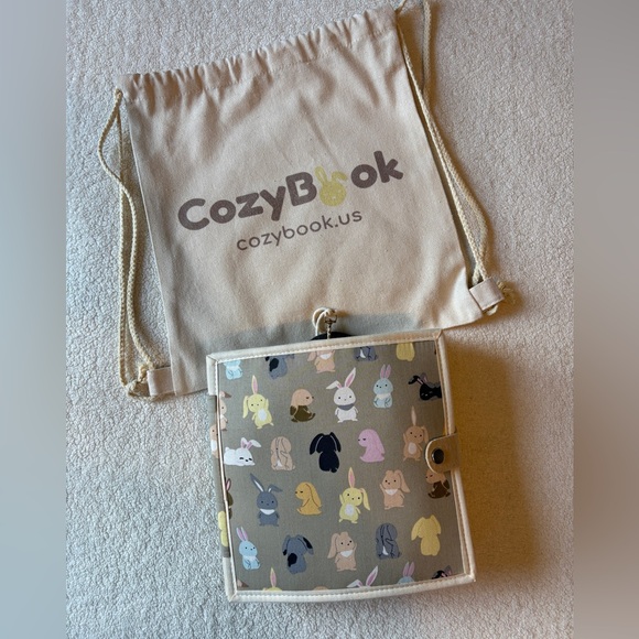CozyBook Other - CozyBook Bunny Print Busy Book Montessori Toy - Beige Gray. + Backpack Bag